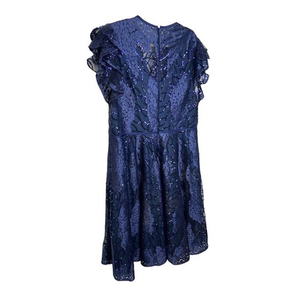 Mac Duggal Sequins Embellished Flutter Sleeve Cocktail Dress Formal Gala Sz 16 - Picture 9 of 15